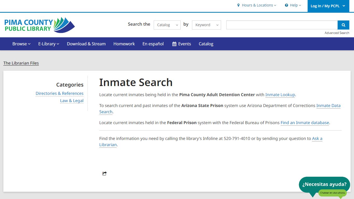 Inmate Search | Pima County Public Library